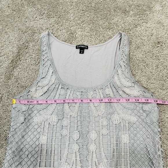 Express Silver and Gray Metallic Lace Tank Top Size M - Picture 7 of 8